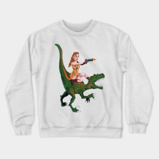 Girl Riding Dinosaur Crewneck Sweatshirt